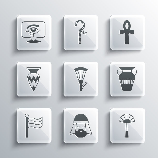 套埃及男子扇花瓶莲花旗的眼睛图片下载