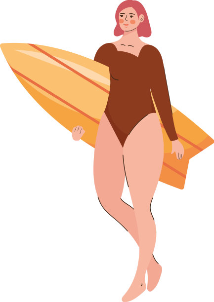 拿着冲浪板的女冲浪者图片下载