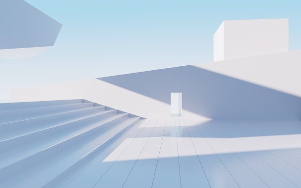 白色抽象几何建筑，户外建筑场景，3d渲染。图片下载