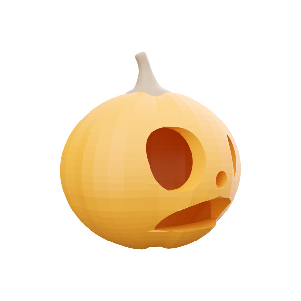3d渲染万圣节南瓜。3d渲染悲伤的脸。3d渲染雕刻南瓜在白色背景图片下载