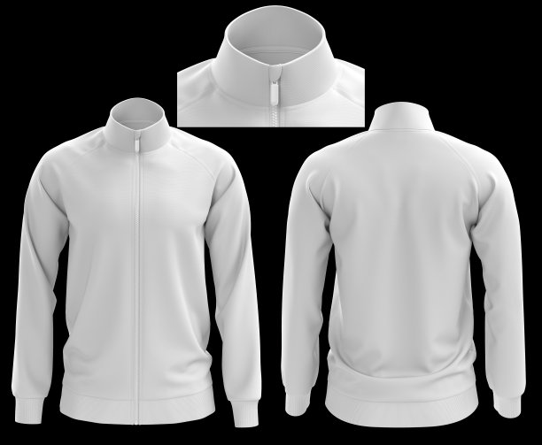 3d插图白色隔离足球夹克三维模型模板在黑色背景图片下载