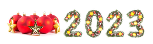 红色圣诞球和2023号图片下载