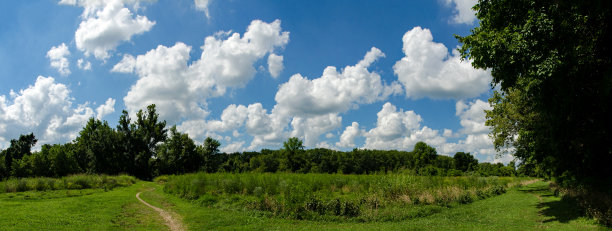 卡斯尔伍德SP -开放田野上的收敛路径全景图图片下载