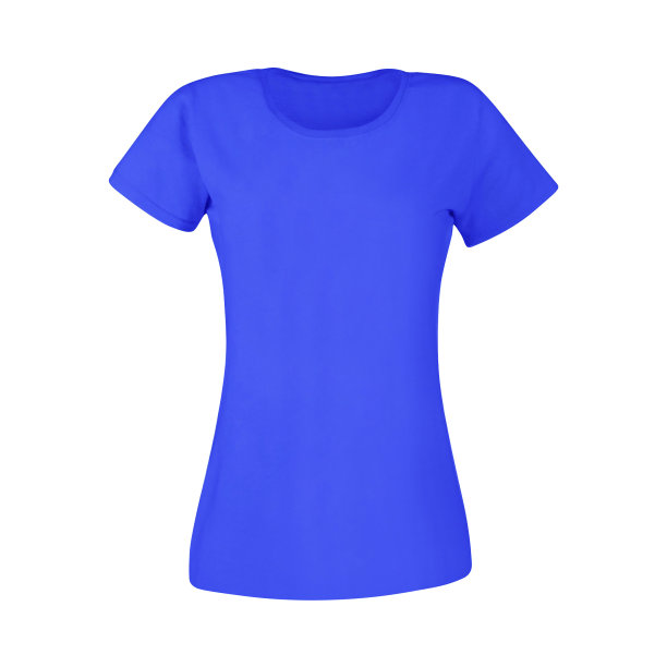 女人的蓝色t恤孤立在白色上图片下载