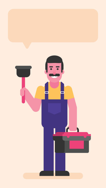 修理工手持柱塞和装有工具的手提箱图片下载