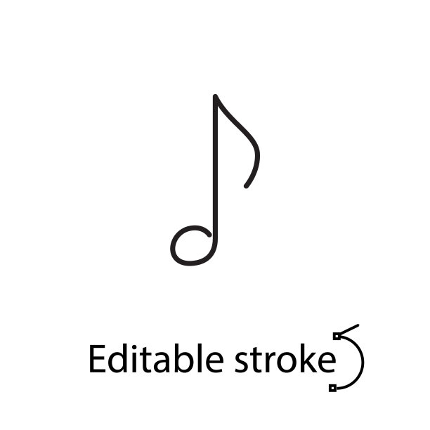 音乐音符线性图标。唱片工作室的标志。音乐学校的标志。简单的标志。孤立矢量股票插图图片下载
