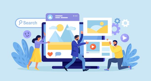 UI和UX设计师为网站和移动应用程序创建功能用户界面。Seo优化。网页设计。程序员创建移动或web应用程序的信息块结构图片下载