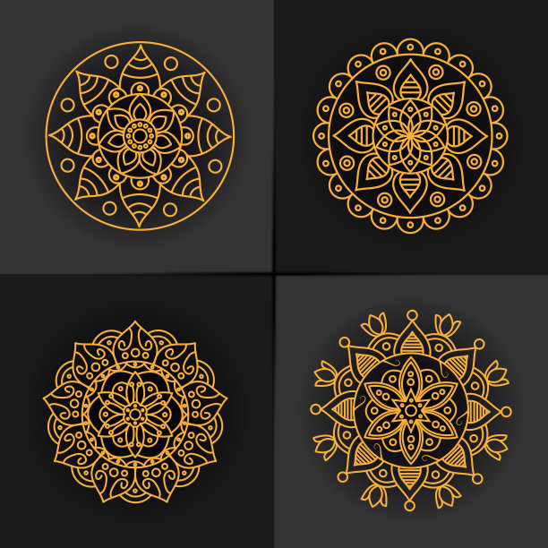 一套金色曼荼罗。可用于珠宝、美容和时尚行业。伟大的标志，字母组合，邀请，传单，菜单，小册子，背景图片下载
