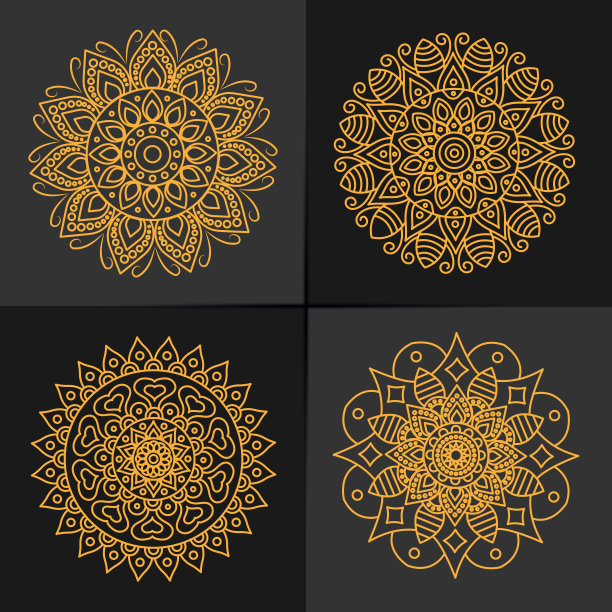 一套金色曼荼罗。可用于珠宝、美容和时尚行业。伟大的标志，字母组合，邀请，传单，菜单，小册子，背景图片下载