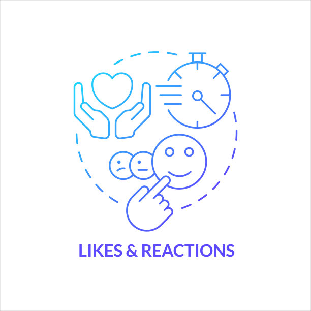 喜欢和反应蓝色渐变概念图标图片下载