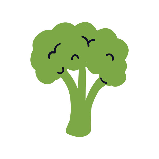 卡通设计食物元素。手绘西兰花图片下载