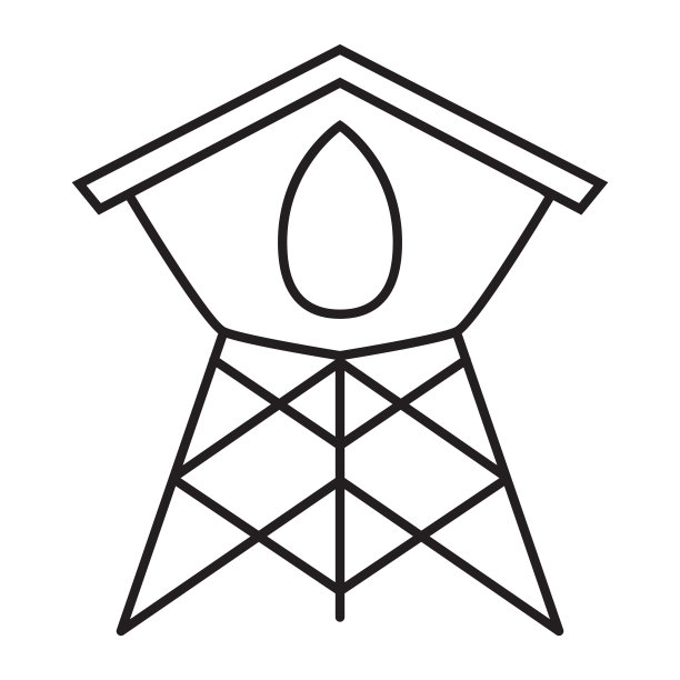 水塔图标。孤立的白色背景。图片下载