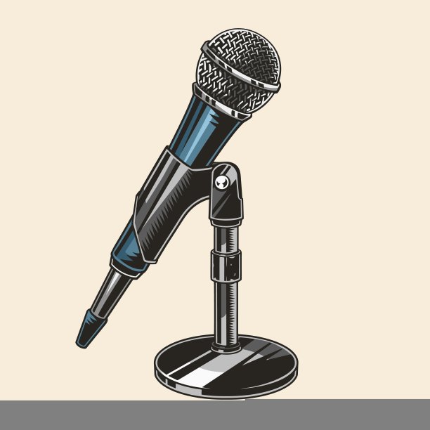 桌面麦克风元素复古色彩斑斓图片下载