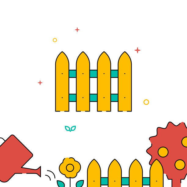 木花园栅栏填充线图标，简单的矢量插图图片下载