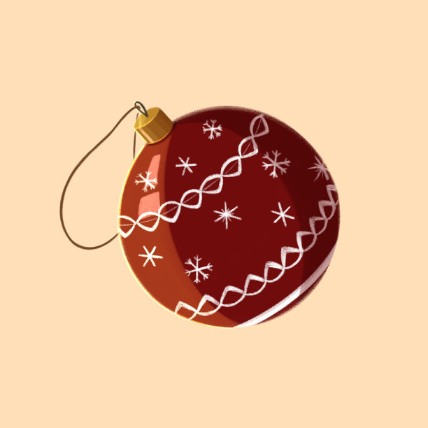 红色圣诞装饰物插图与白色装饰圣诞和新年插图图片下载