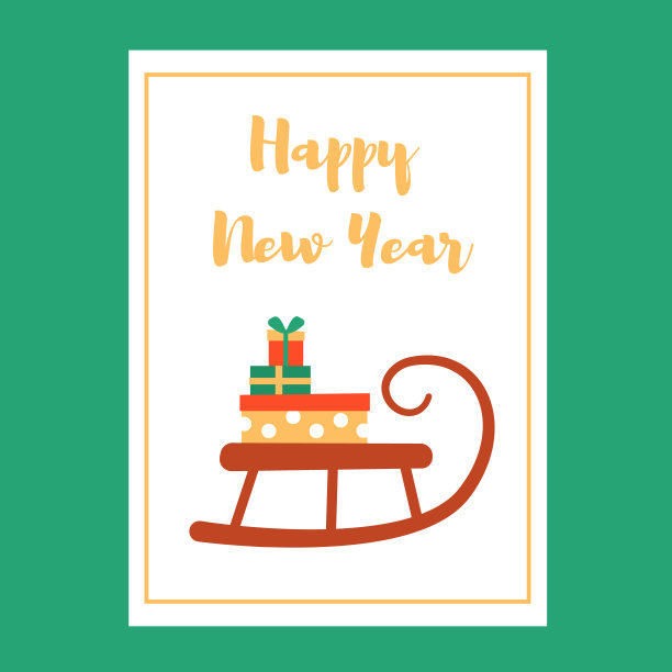 可爱的新年贺卡。矢量插图。图片下载