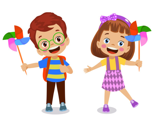 可爱的孩子拿着风向标图片下载