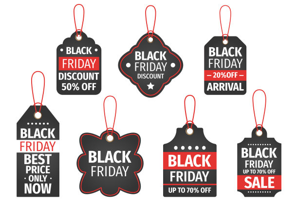 黑色星期五销售横幅设置。价格标签。销售设计模板。图片下载
