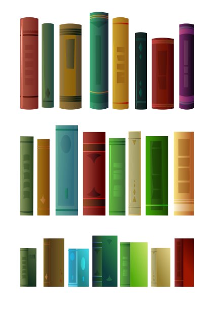 设置书籍对象。非常适合阅读。图书馆或书店。侧视图。孤立的白色背景。向量。图片下载