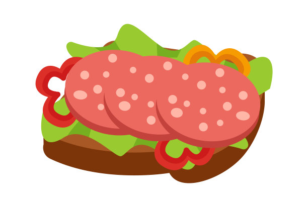 香肠三明治。矢量图图片下载