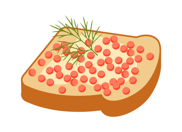 鱼子酱三明治食物图标。矢量图图片下载