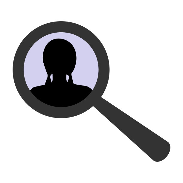 放大镜图标与女性用户头像搜索配置文件图片下载