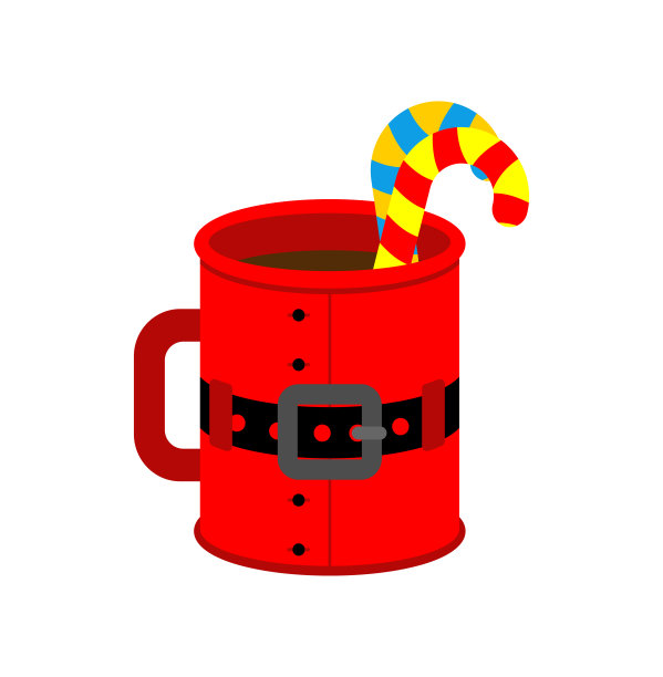 圣诞老人红色马克杯。圣诞红杯。新年插图。图片下载