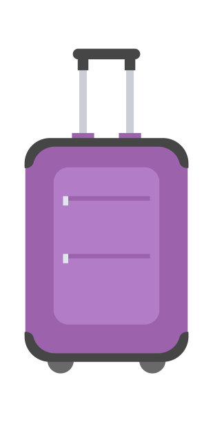 轮式行李箱旅行行李。矢量图图片下载