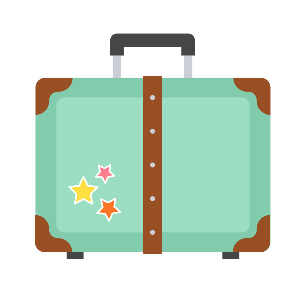 轮式行李箱旅行行李。矢量图图片下载