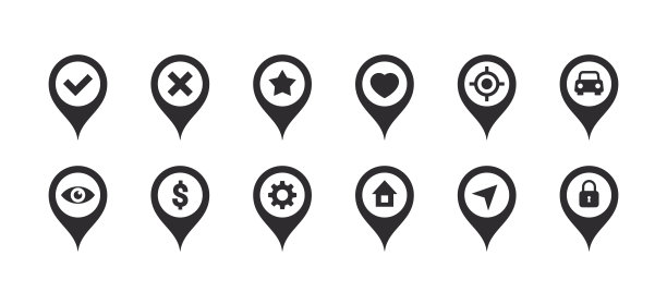 位置指针图标。现代地图标记。位置标记图标。矢量图图片下载