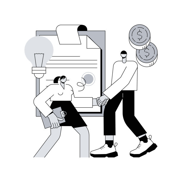 许可合同抽象概念矢量插图。图片下载