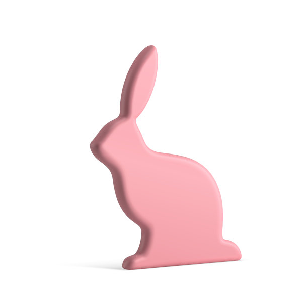 粉色复活节兔子苗条的小雕像可爱的小玩意儿装饰元素3d图标现实矢量图片下载