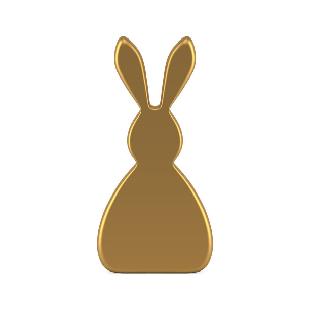 复活节兔子金色小雕像为节日庆祝装饰设计元素3d图标现实矢量图片下载
