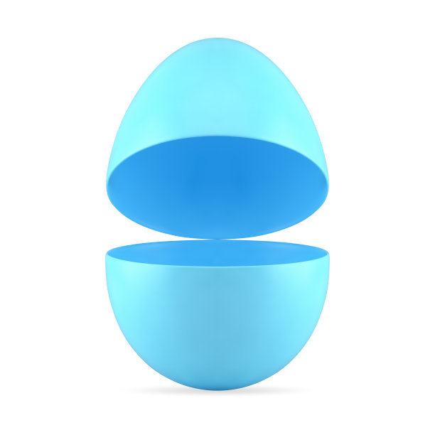 蓝色彩蛋复活节盒子打开容器的节日惊喜装饰元素3d图标现实矢量图片下载