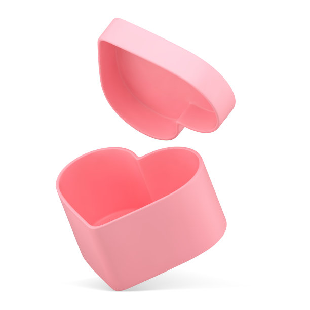 打开粉色空礼盒心形节日惊喜存储3d图标现实矢量图片下载