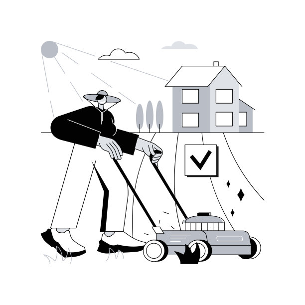 割草服务抽象概念矢量插图。图片下载