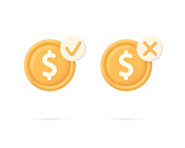 3D美元和支票，十字标记插图。已批准付款图标。成功的交易。在网上买卖货币图片下载