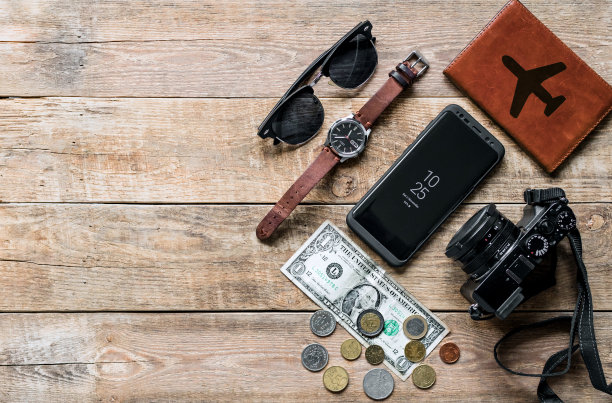 不同旅行对象的俯视图图片下载