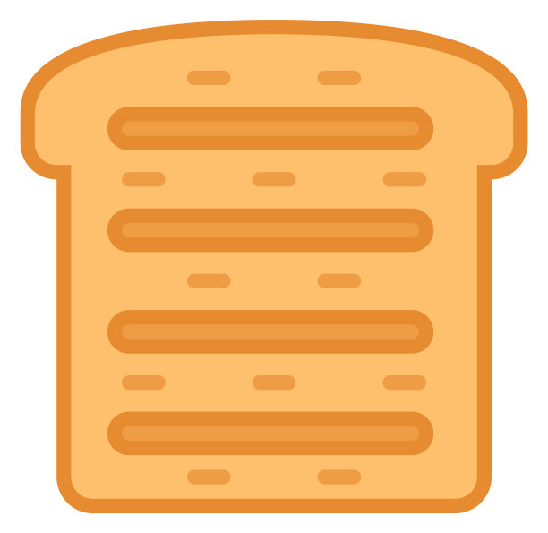 面包片平坦的图标。吐司俯视图隔离图片下载