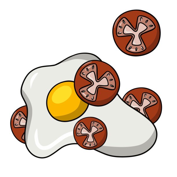 番茄片煎蛋，俯视图，矢量卡通图片下载