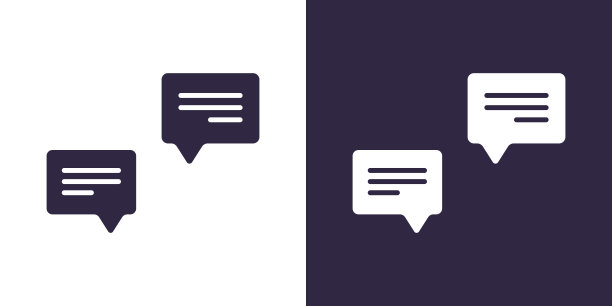 消息图标。孤立的黑白矢量轮廓气泡盒图片下载