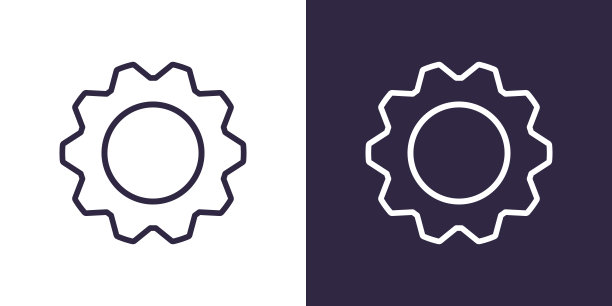 齿轮图标。孤立的黑白矢量插图符号为您的设计图片下载