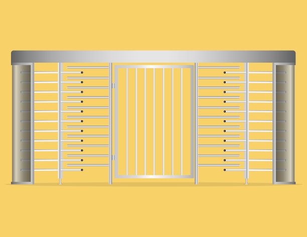 两个门进入全高度旋转门和行人门。安全门矢量图图片下载