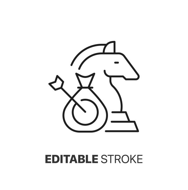 财务策略图标和Logo：投资与职业，钱袋、目标与箭头图片下载