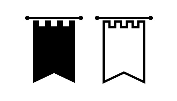 图标中世纪骑士旗、旗帜。球队或国家的标志。图片下载