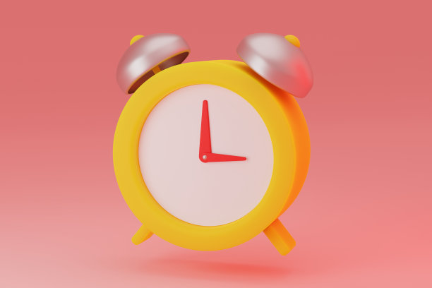 黄色复古铃声闹钟在亮粉色背景3d渲染图片下载