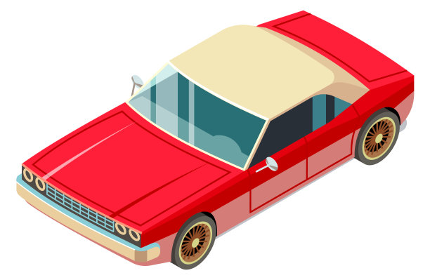 等距的旧车。复古复古跑车前图片下载