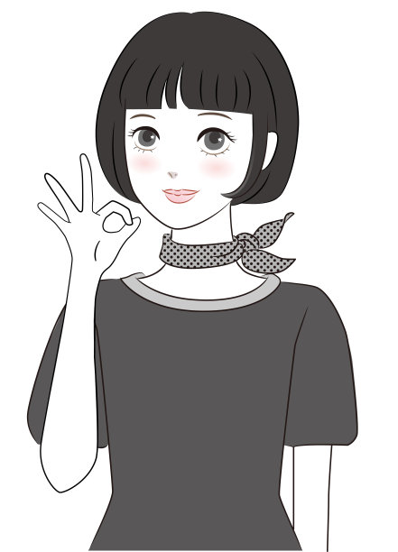 一个波波头的女人，做一个OK的标志图片下载