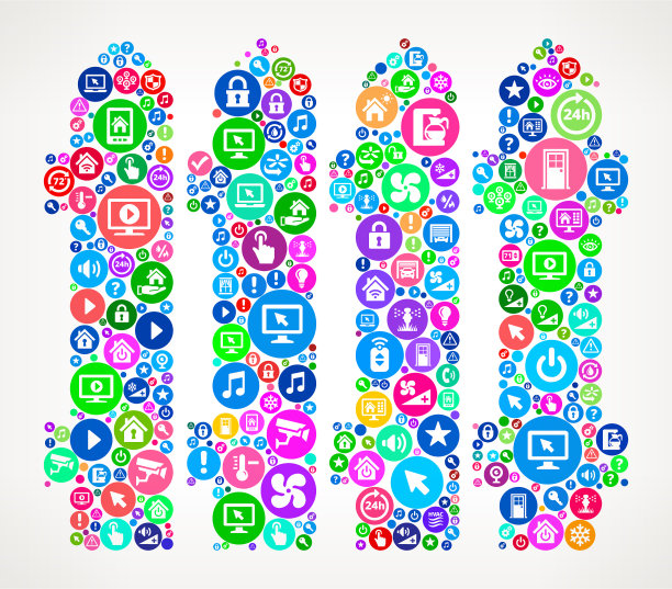 围栏家居自动化技术图标模式图片下载