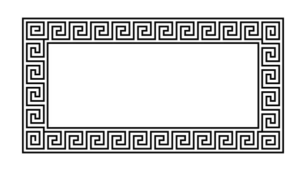 希腊装饰框架。弯曲矩形图案。古希腊烦恼边境。几何meandros图案。向量装饰图片下载